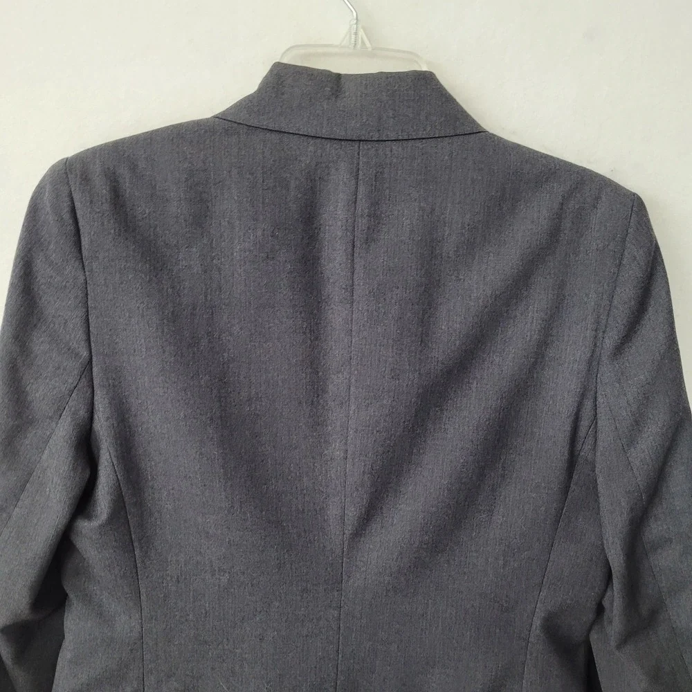Lands End Blazer Jacket Womens 6P Grey 1 Button  Classic Single‎ Breasted Office